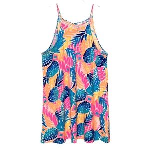 LILLY PULITZER MARGOT SWING DRESS NEON COLORS PINEAPPLE PRINT SZ XL